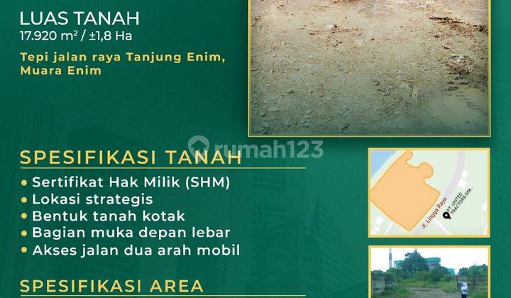 Dijual Tanah Murah 2 Ha Tepi Jalan Raya Tanjung Enim, Muara Enim 1