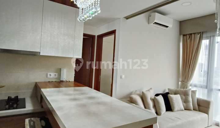 For Rent Marigold Apartment Navapark BSD Fully Furnished Luxury Custom By Vinnoti Area 50 m2 1 Bedroom 1 Bathroom 9th Floor Includes: King Bed Size, Wardrobe, Cabinet, AC, TV, Kitchen Set, Mini Bar, Stove, Refrigerator, Microwave, Sofa Bed, Shoe Cabinet 2