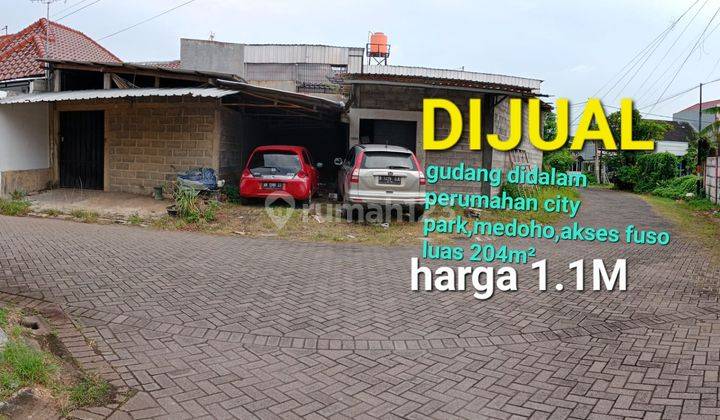 dijual gudang di dalam perumahan city park medoho 2