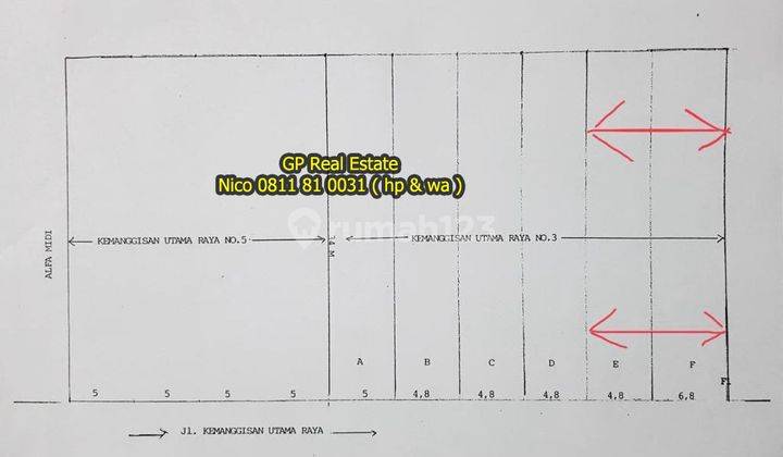 Tanah 4,8 x 34 sisa 3 Kavling dijual di Kemanggisan Utama Raya Palmerah Jakbar 4lt Utara n998  2