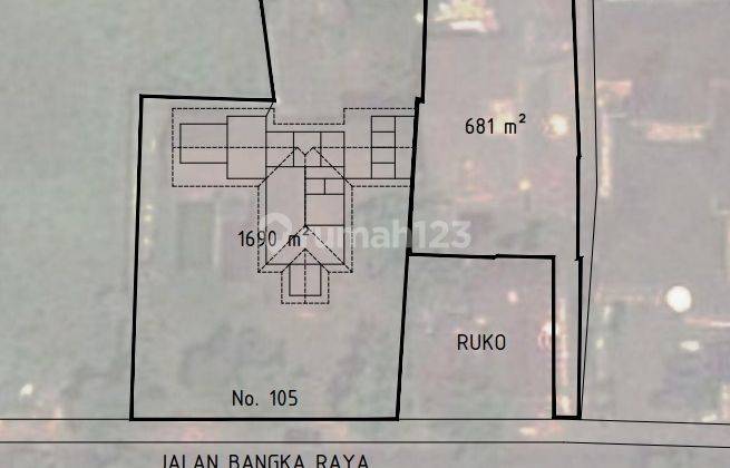 N612 Dijual Tanah 2.371 M2 di Bangka Raya Kemang Jaksel Lebar Depan 25m Timur 2