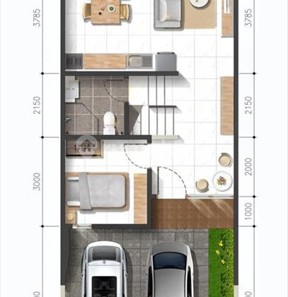 Rumah Dekat Mal Puri Lebar 6 - 2 Lantai di bawah 2 M 2