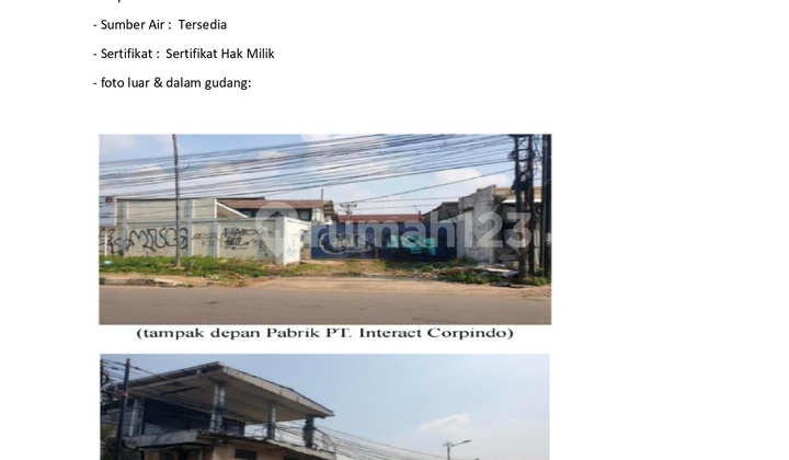 Dijual Pabrik dan Gudang Berlokasi Strategis di Rawalumbu Bekasi - Jawa Barat Dijual Pabrik dan Gudang Berlokasi Strategis di Rawalumbu Bekasi - Jawa Barat