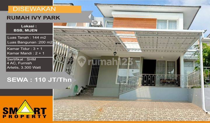  Rumah IVY PARK DISEWAKAN Furnished Bagus SHM 200 m2 di BSB City SEMARANG 1