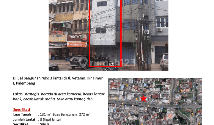 Dijual Ruko Ex Bank di Jl Veteran, Palembang 2