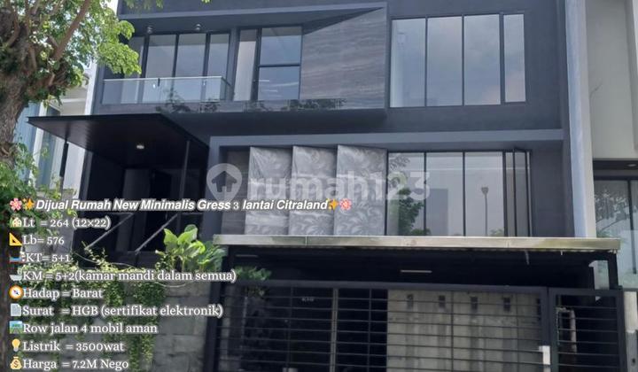 7M an Sudah Dapat Rumah Mewag 3 Lantai Woodland Citraland Surabaya Barat