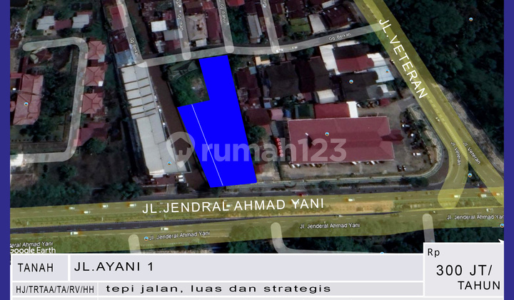 Disewa Tanah Tepi Jalan Dan Luas Jl . Ayani 1 Pontianak,kalimantan Barat HJ 1