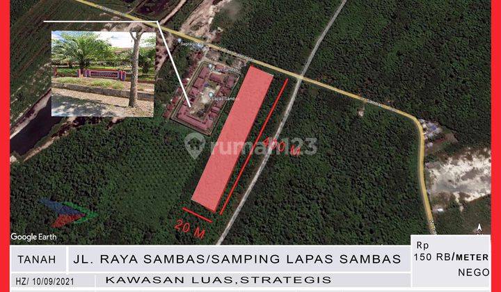 Tanah Kawasan Luas Jalan Jl. Raya Sambas samping Lapas Sambas Kalimantan Barat hz  1