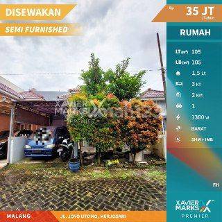 B214 Rumah 3kamar Tidur Disewakan Murah di Jl. Joyo Utomo Merjosari Malang 1