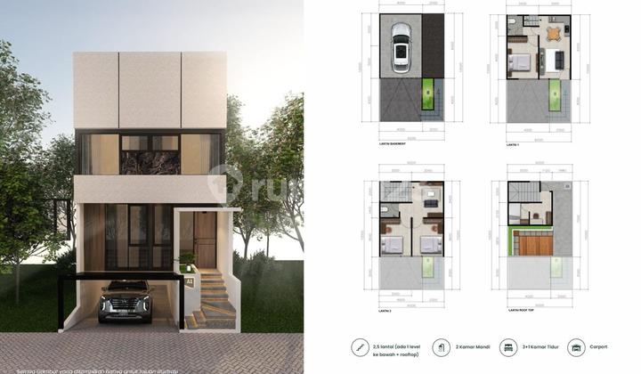 Rumah  cisitu 3 lantai bergaya modern Dago Valley 7 menit ke ITB 2