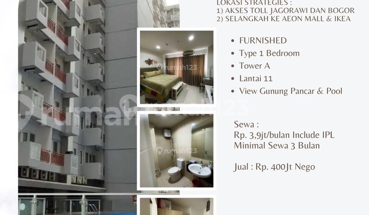 Sewa & Jual Apartement Sentul Tower 1 BR Furnished Sentul City Bogor