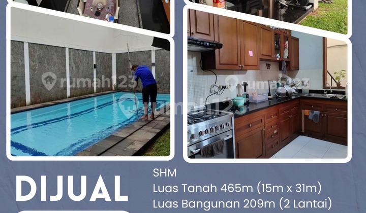 Rumah 2 Lantai Furnished , Private Pool di Blok A Cinere Estate, Depok