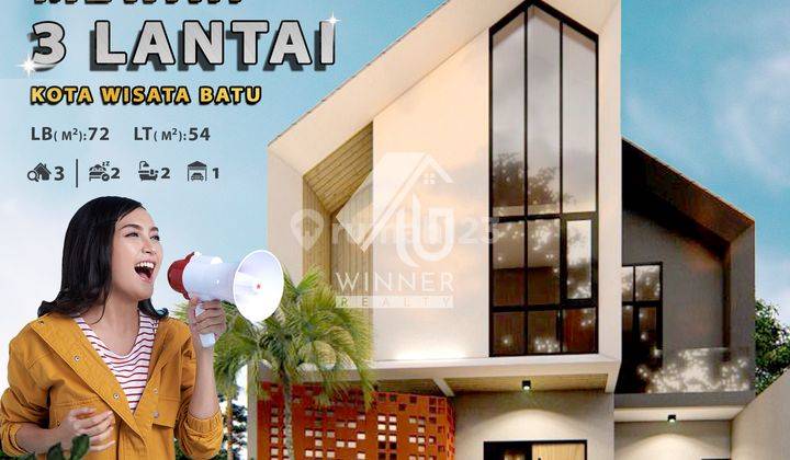 Rumah 3 Lantai Rooftop Unfurnished Shm Di Kota Wisata Batu, Batu 1