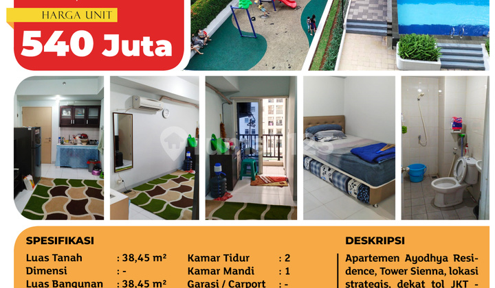 Tsi 15473, Ayodhya Residence Apartment, Sienna Tower, Cikokol, 38.45 m² 2