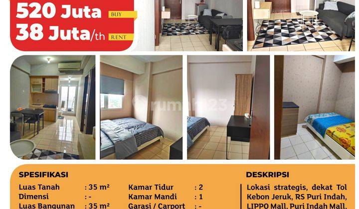 Apartemen Puri Park View, Tower E, Meruya, 35 M², Lt. 16, Ppjb 2