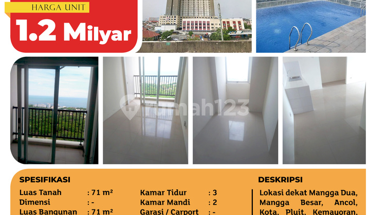 Tsi 16218, Apartemen Northland Ancol Residence, Jakarta Utara, 71 M², Lt. 35, Strata Title 2