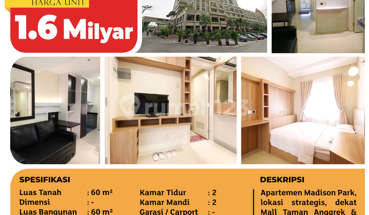 TSI 16616, Madison Park Apartment, 2 Units, West Jakarta, 60m², 36th Floor, PPJB 2