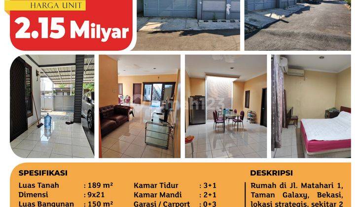 Tsi 16633, Rumah Jl. Matahari 1, Taman Galaxy, Bekasi, 9x21m², 1 Lt, SHM 2