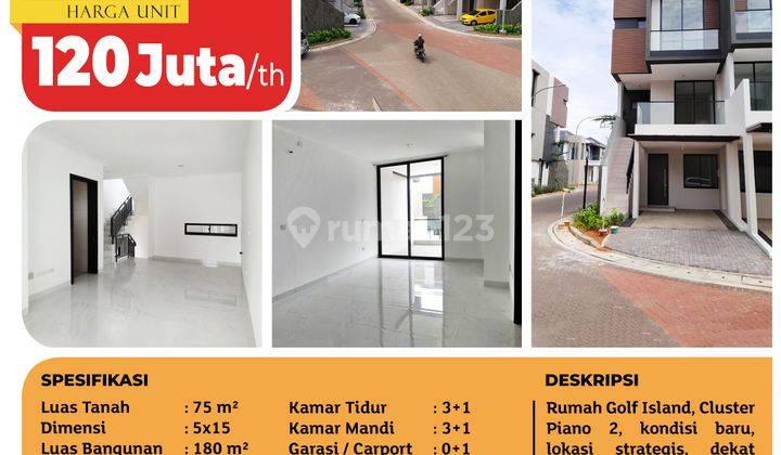 Rumah Pik Golf Island, Cluster Piano 2, Penjaringan, 5x15m², 3 Lt, Ppjb 2