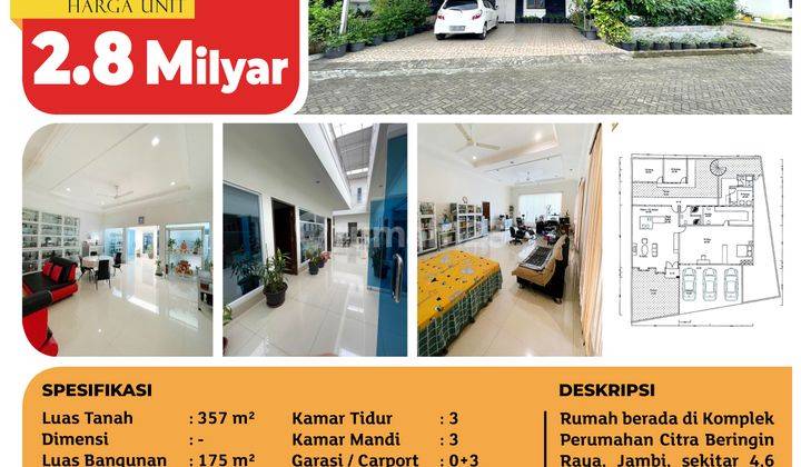 Tsi 16865, Rumah Citra Beringin Raya, Jambi, 357m², 1 Lt, SHM 2