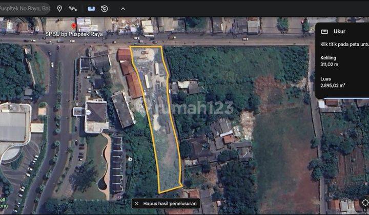 Tanah pinggir jalan raya Puspitek 2