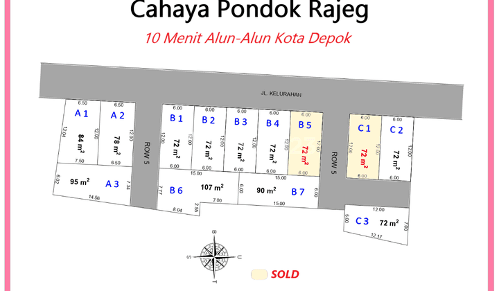 Tanah Termurah Cilodong Area Stasiun Pondok Rajeg Row 5 Meter  2