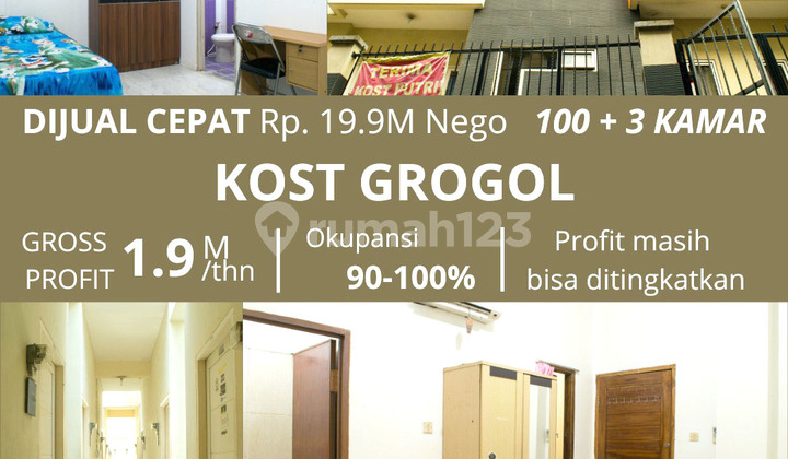 Rumah Kost Aktif 100 Kamar di Grogol Petamburan Jakarta Barat