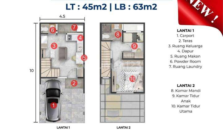 Rumah Osaka Residence Pik 2 Type Ayumi 4,5x10 2 Lantai SHM 2