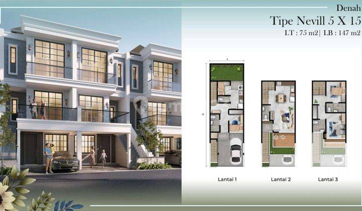 Rumah Victoria Residence Pik 2 Ukuran 5x15 Type Nevill 3 Lantai  1