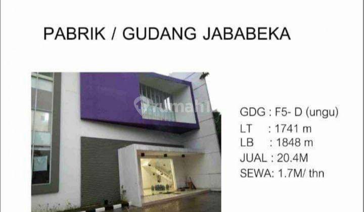 Dijual Gudang Dengan Luas Tanah 1741m2 di Jababeka 2