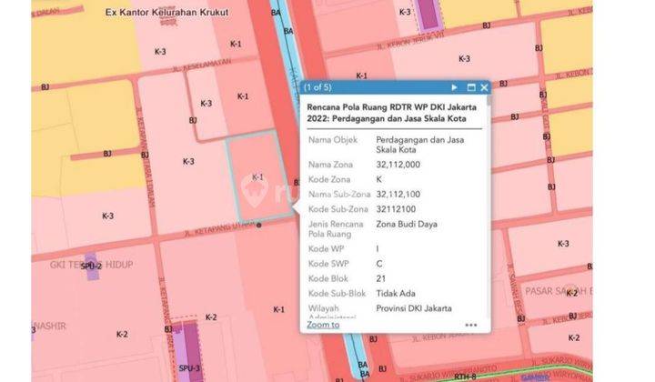 Tanah GAJAH MADA Luas 3.593 m2 Di Jl. Krukut 2