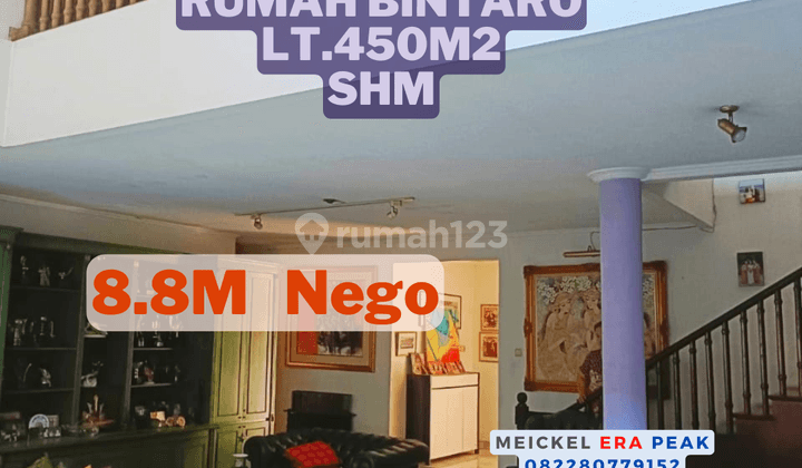 Harus Terjual Dijual Rumah Bintaro, Lt.450m2, SHM 1