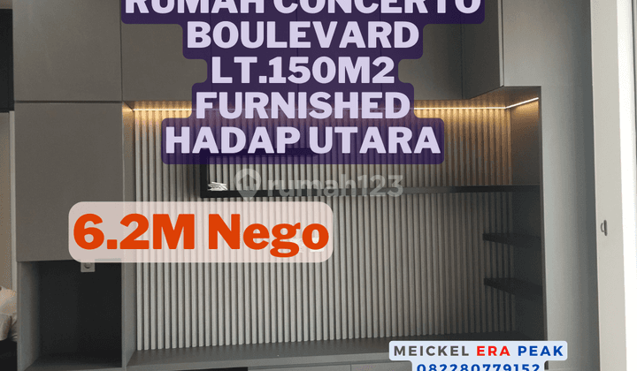 Harus Terjual Dijual Rumah Concerto Boulevard, Lt.150m2, Furnished, Hadap Utara 1