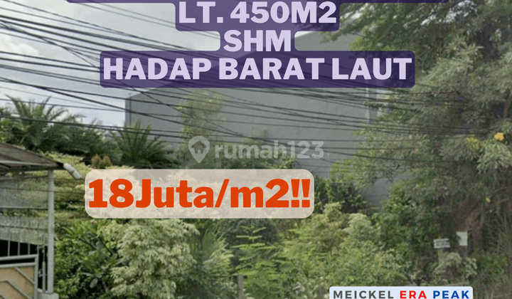 Dijual Kavling Green Garden, Lt. 450m2, Shm, Hadap Barat Laut 1