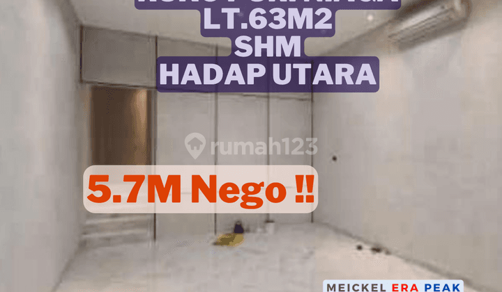 Dijual Ruko Puri Niaga, Lt.63m2, Shm, Hadap Utara 1