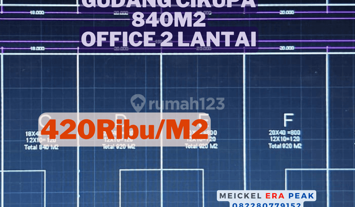 Lokasi Strategis Disewa Gudang Cikupa, Lt,840m2, 2 Lantai 1