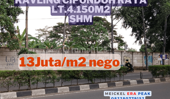 Harus Terjual Dijual Tanah Cipondoh Raya, Lt. 4.150m2, SHM 1