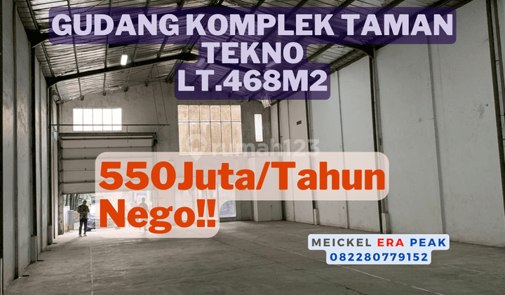 Lokasi Startegis Disewa Gudang Taman Tekno, Lt. 468m2, 2 Lantai 1