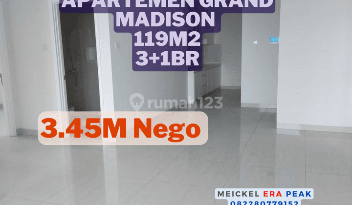 Lokasi Strategis Dijual Apartemen Grand Madison Brand, 119m2, 3+1br 1