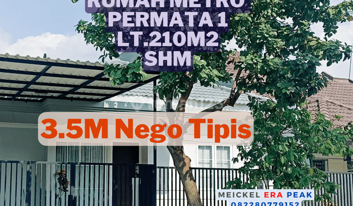 Bisa Kpr Dijual Rumah Metro Permata 1, Lt.210m2, SHM 1