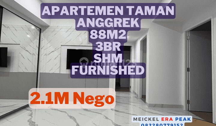 Bisa Kpr Dijual Apartemen Taman Anggrek, Lt.88m2, Shm, Furnished 1