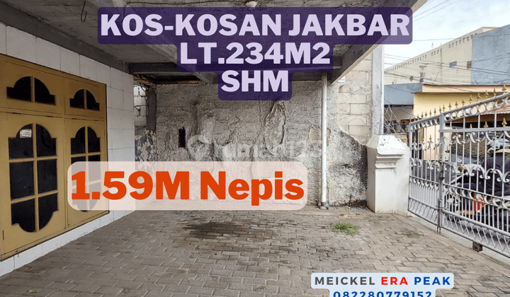 Bisa Kpr Dijual Kos Kosan Jakbar, Lt.234m2, SHM 1