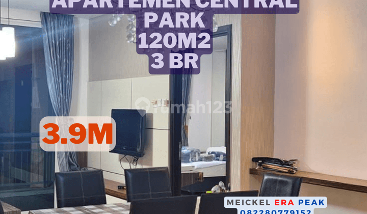 Lokasi Strategis Dijual Apartemen Central Park, 120m2, 3Br 1