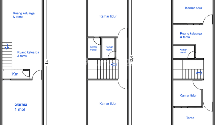 Lokasi Strategis! DIJUAL Rumah di Dukuh Barat, Lt.56m2, 3 lantai 2