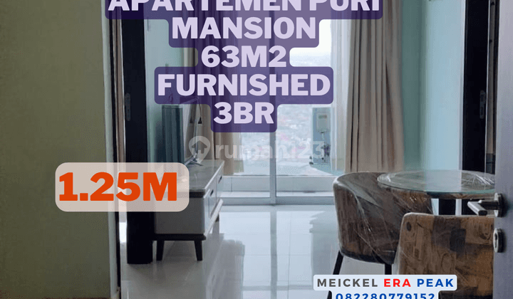 Best Price Dijual Aapartemen Puri Mansion, 63m2, Furnished, 3BR 1