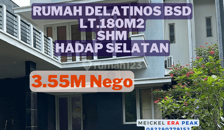 Bisa Kpr Dijual Rumah Delatinos Bsd, Lt.180m2, Shm, Hadap Selatan 1