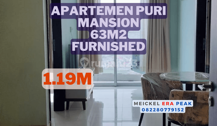 Lokasi Strategis Dijual Apartemen Puri Mansion, 63m2, 3 Br, Furnished 1