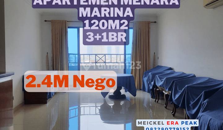 Harus Terjual Dijual Apartemen Menara Marina, 120m2, 3 Br 1