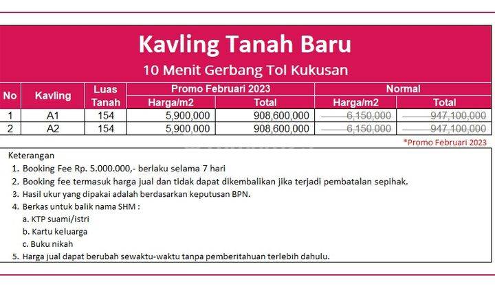Dijual Tanah Depok di Tanah Baru Dekat Pintu Tol Kukusan Dekat Jakarta 5