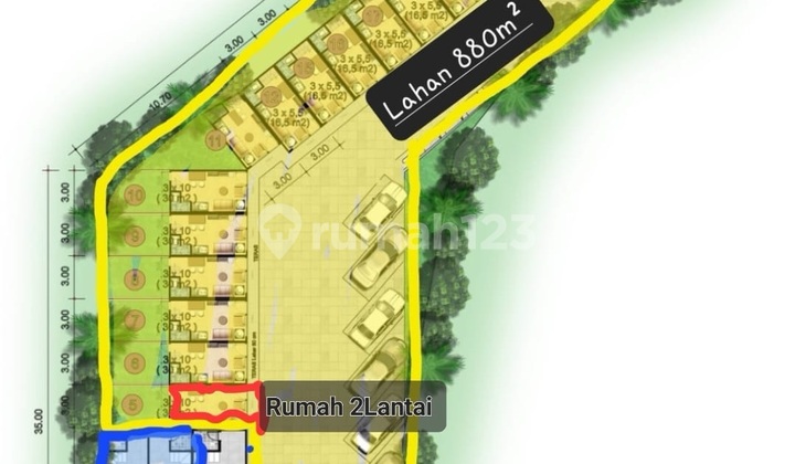 Dijual Tanah Luas 880m2 Pinggir Jalan Pasar Cicangkal Bojus Rumah 2 Lantai